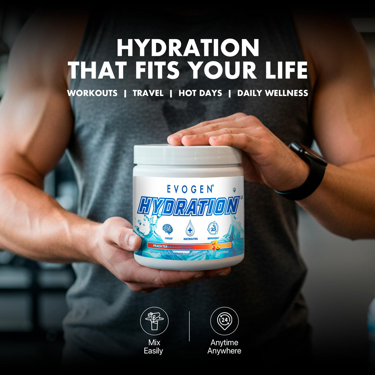 Evogen Hydration Sugar-Free Electrolytes | Lemon Lime | 30 Servings | Potassium, magnesium, sodium, calcium and coconut water with citicoline, taurine and B vitamins for energy and focus