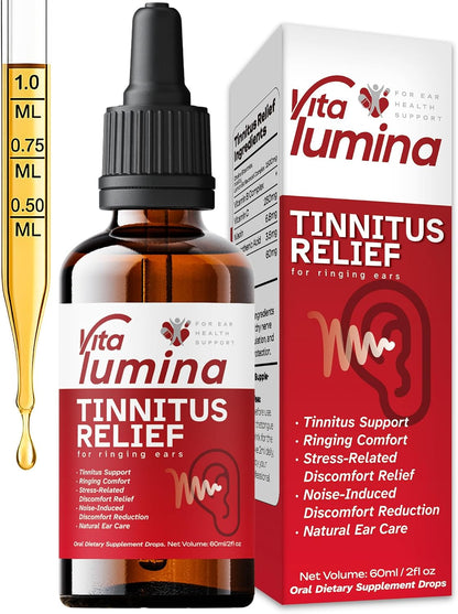 Tinnitus Relief Drops to Drink, Ear Ringing Relief Tinnitus, Natural Liquid Formula for Tinnitus Relief for Ringing Ears, Supports Auditory Health – 60ml