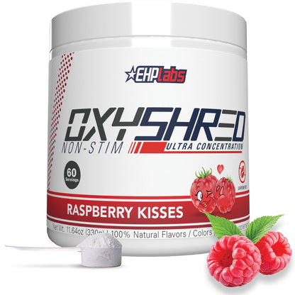 EHP Labs OxyShred Non Stimulant Pre Workout Powder - Stim Free Pre Workout, Caffeine Free Preworkout for Men & Women with L Glutamine & Acetyl L Carnitine - Peach, 60 Servings