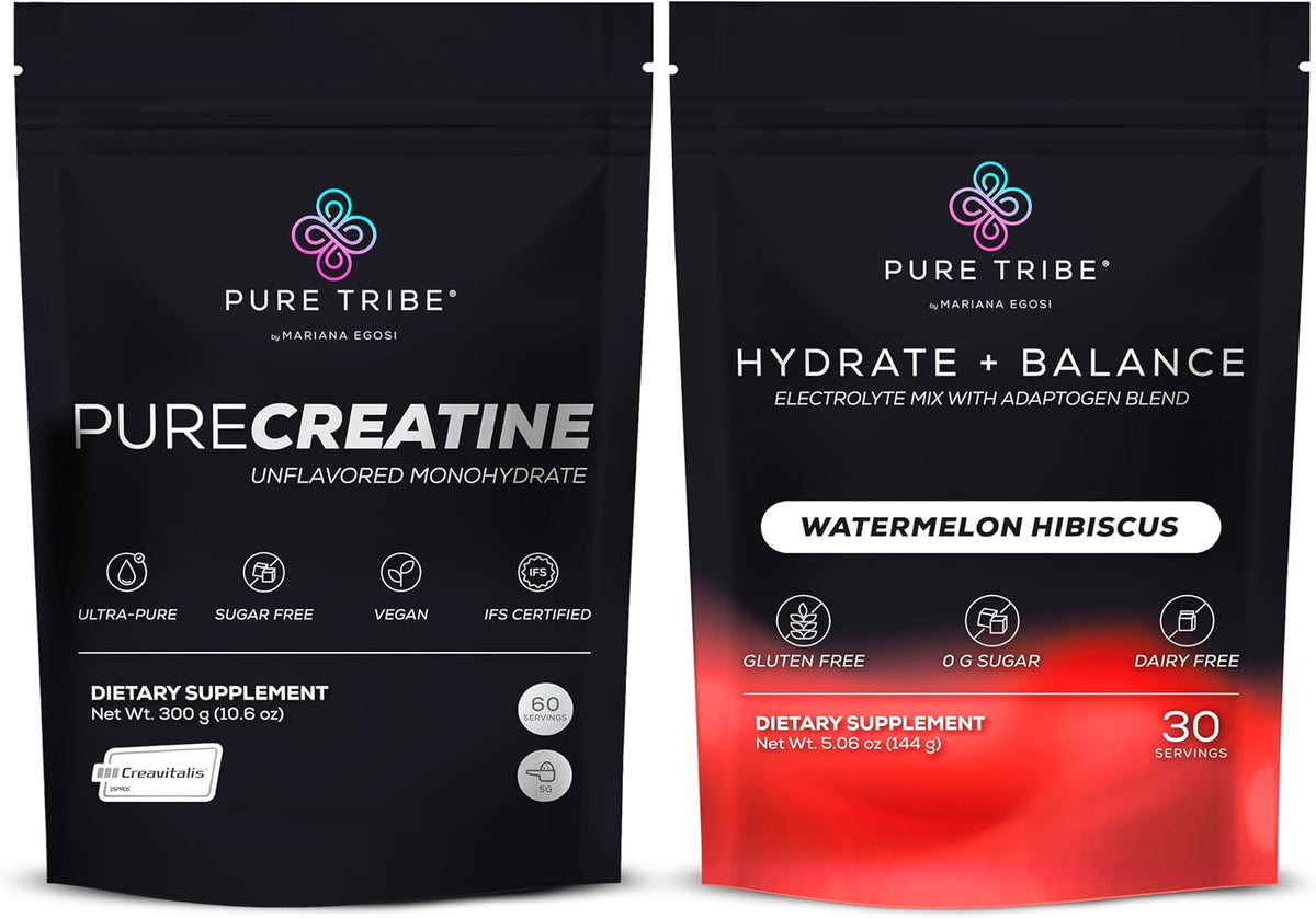 PureCreatine Micronized Creatine Monohydrate with Creavitalis – Watermelon Hibiscus Electrolyte Powder Packets for Energy, Recovery & Hydration – Vegan & Sugar-Free