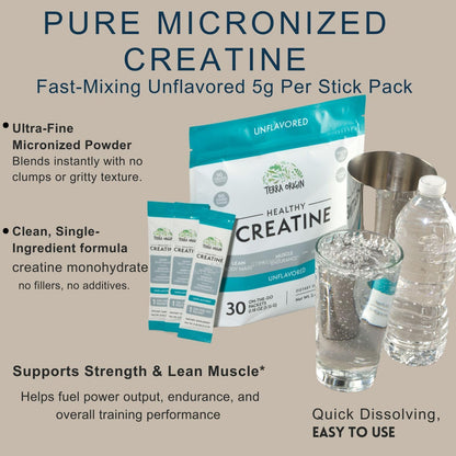TERRA ORIGIN Creatine Monohydrate Bundle | 75 Servings Stick Pack and Jar Combo | Micronized Powder Supplement | Support for Muscle and Cognitive Performance* | Unflavored, Gluten Free, Zero Sugar