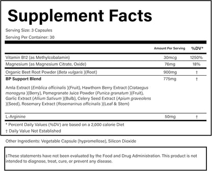 PURE® Beets+ Organic Beet Root Capsules - 900mg - 90 Count, 30 Servings - Blood Pressure & Circulation Support Supplement - with L-Arginine, Hawthorn Berry & B12 - Cardiovascular Health - Made in USA