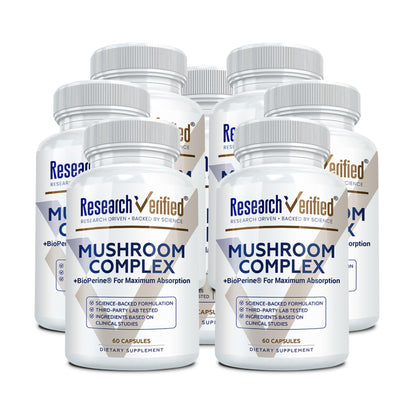Research Verified Mushroom Complex - Support Immunity, Boost Antioxidants, Improve Cognitive Function - 10 Mushrooms Including Reishi, Maitake, and Shiitake - 60 Capsules - Vegan