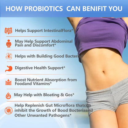 OMOGS Probiotics 180 Billion CFUs 18 Strains, 3 Prebiotics, Helps Digestive, Gut Health, Immune, Supports Occasional Constipation, Diarrhea & Gas - for Women & Men, 90 Capsules