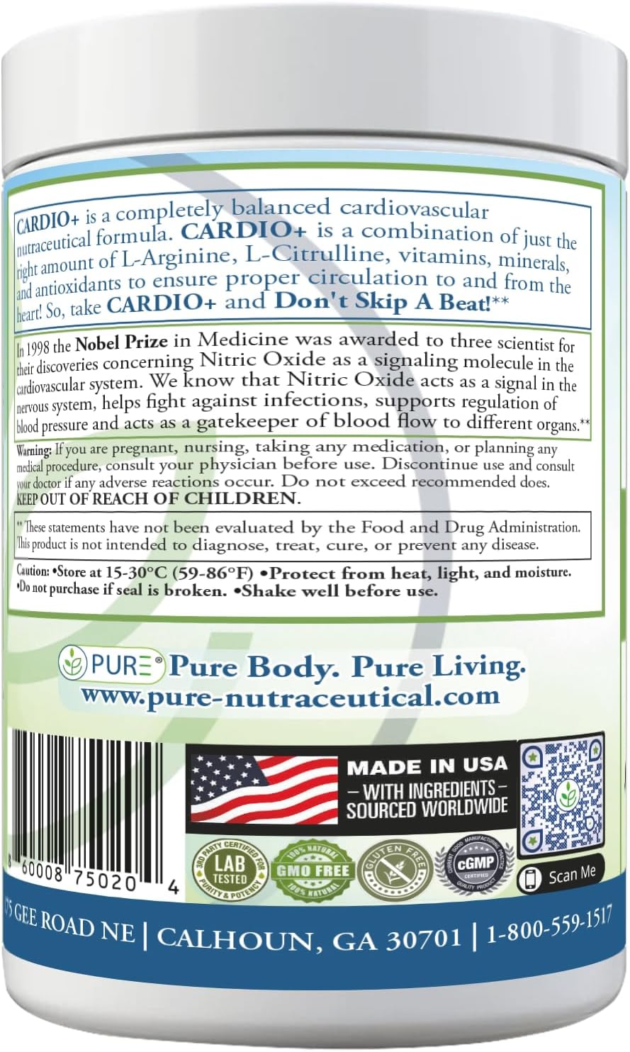 Cardio 911® Nitric Oxide Heart & Circulation Support - 5000mg L-Arginine & 1000mg L-Citrulline - Mixed Berry, 30 Servings Powder, 363 Grams - CoQ10 Beet Root - High Potency Cardiovascular Formula