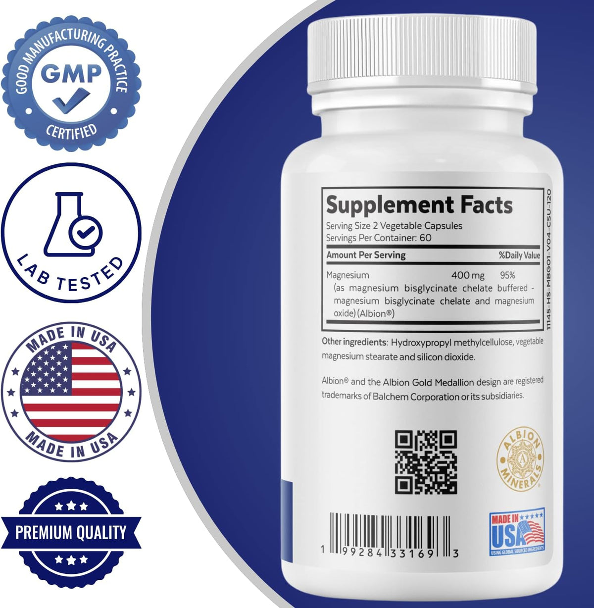 Magnesium Bisglycinate + 7 Mushroom Complex Bundle | Calm, Energy, Immunity, Muscle Support, Focus, Stress Balance & Daily Wellness