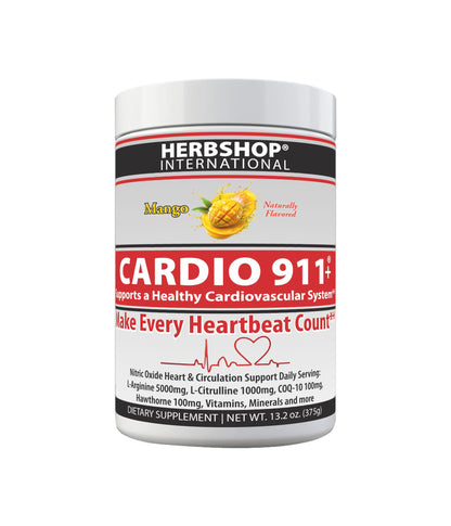 Cardio 911® Nitric Oxide Heart & Circulation Support - 5000mg L-Arginine & 1000mg L-Citrulline - Mixed Berry, 30 Servings Powder, 363 Grams - CoQ10 Beet Root - High Potency Cardiovascular Formula