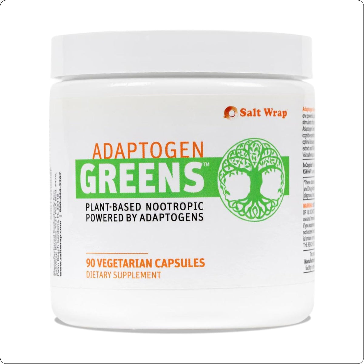 Adaptogen Greens - Mind-Body Resilience Formula - Caffeine-Free Nootropic for Stress, Focus, and Cognitive Performance - 90 Capsules | Clinically-Supported 300mg Bacognize with Eleuthero, Ashwagandha and Rhodiola for Memory, Mood and Fatigue Relief