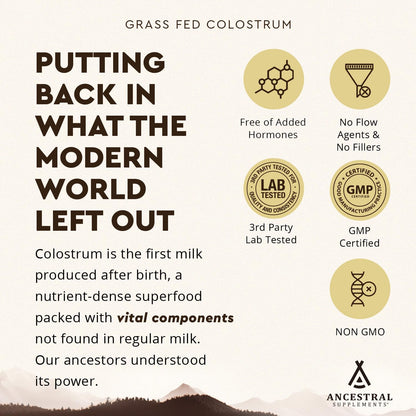 Ancestral Supplements Colostrum Bundle & Frother Wand – Grass Fed, Pasture Raised Organ Blend with Bioactive Colostrum, Rechargeable Electric Frother Wand (Double Whisk, Stainless Steel)
