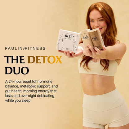 Paulina FITNESS Reset Detox Duo AM + PM Weight Loss Support Bundle | Supports Metabolism, Appetite Control, Digestion & Overnight Detox, 30-Day Supply, Vegan, Gluten & Cruelty-Free