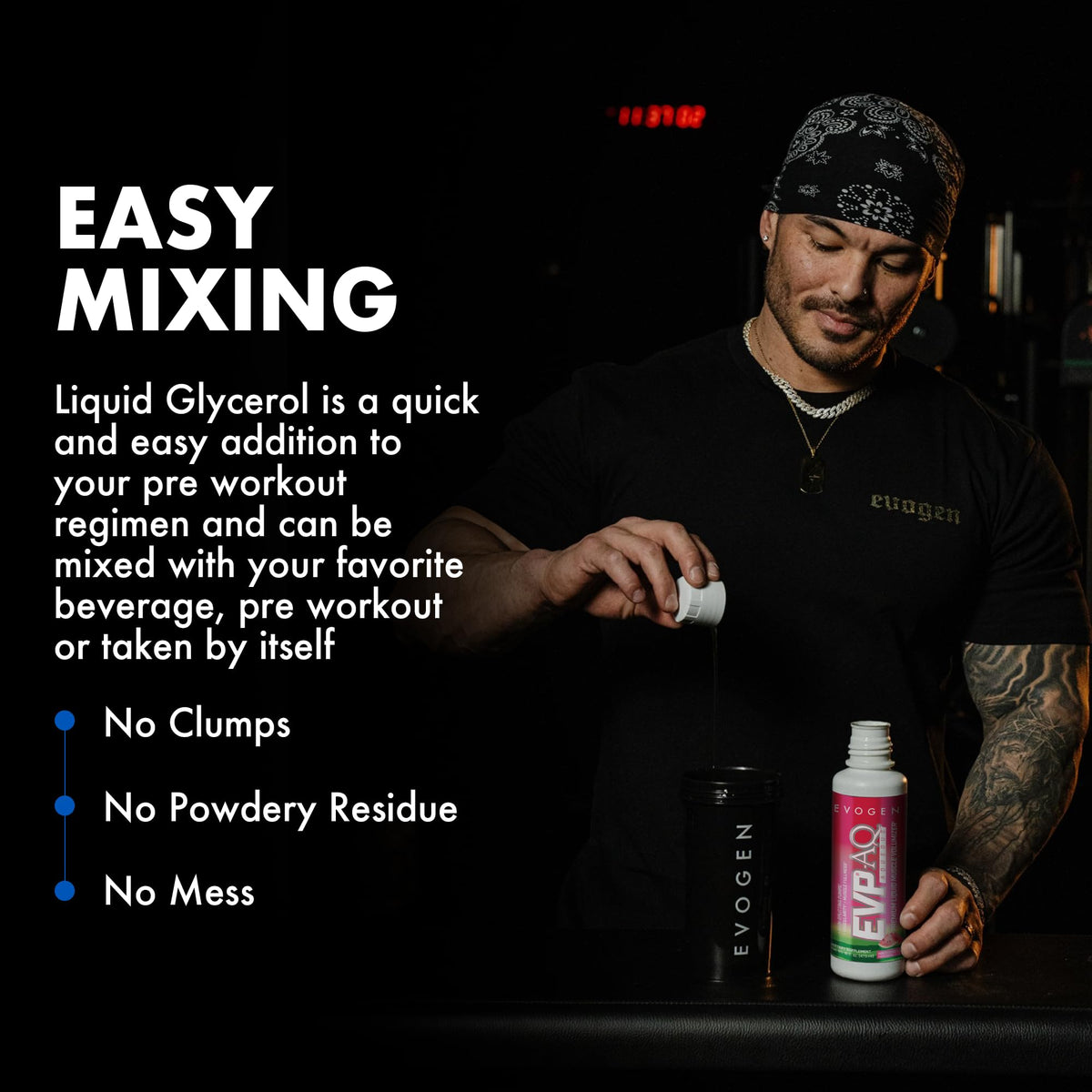 Evogen EVP AQ Liquid Glycerol | Muscle Volumizer | Unflavored | 16 Fl Oz | S7 nitric oxide blend with betaine anhydrous for pumps, vascularity, fullness and hydration; low-stim and clean