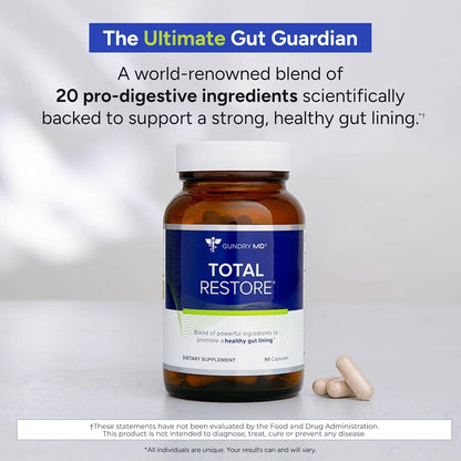 Gundry MD® Total Restore Gut Lining & Digestive Support, 30 Servings | 20 Gut Health Supporting Ingredients, Keto Friendly, Sugar & Artificial Sweetener Free, Active Lifestyle Support