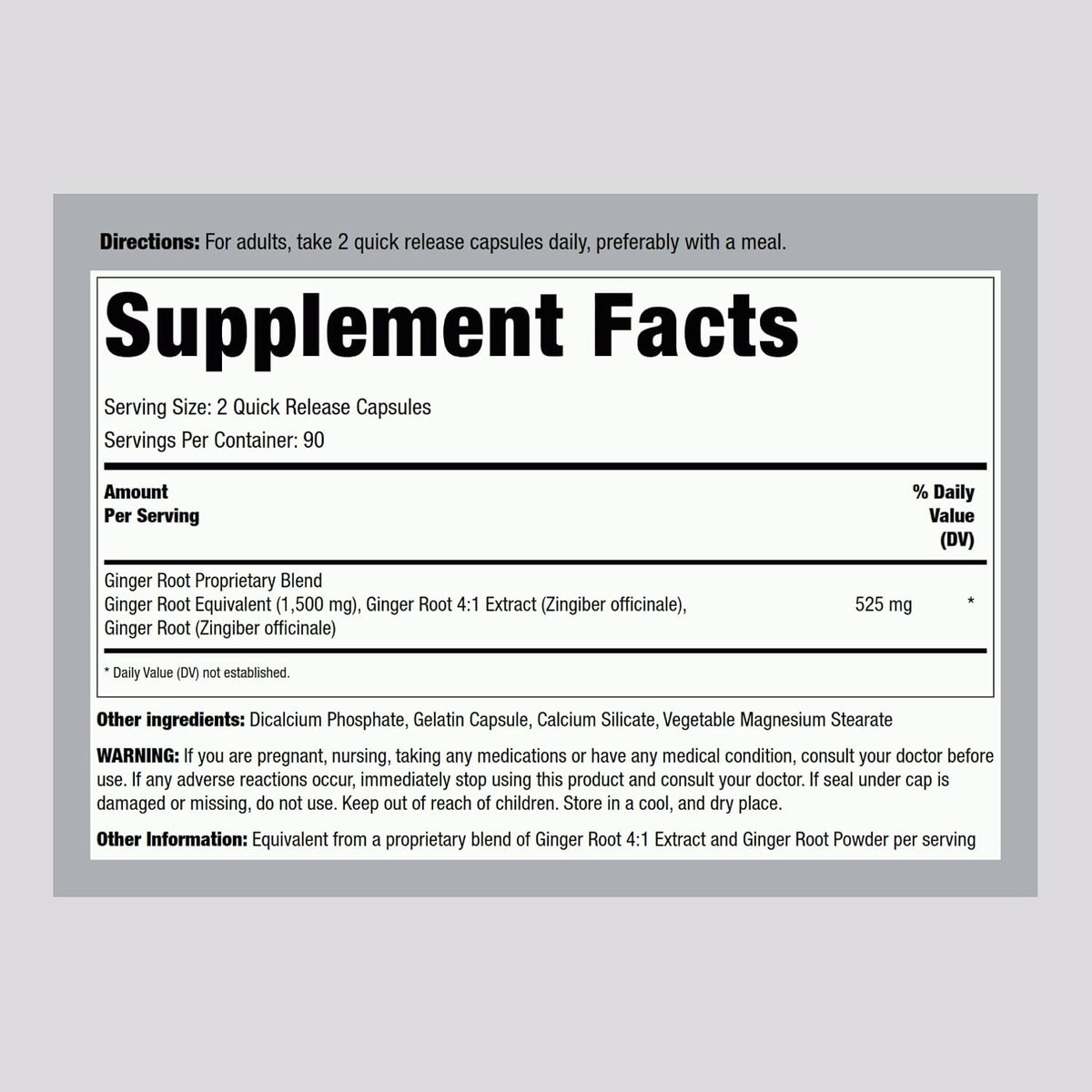 Piping Rock Ginger Root Extract Supplement | 180 Powder Capsules | Non-GMO & Gluten Free Concentrated Formula