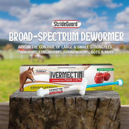 Ivermectin Horse Paste 1.87% – Apple Flavored Oral Horse Dewormer Syringe – 6.08g Tube Treats Horses Up to 1250 LB [Pack-3]