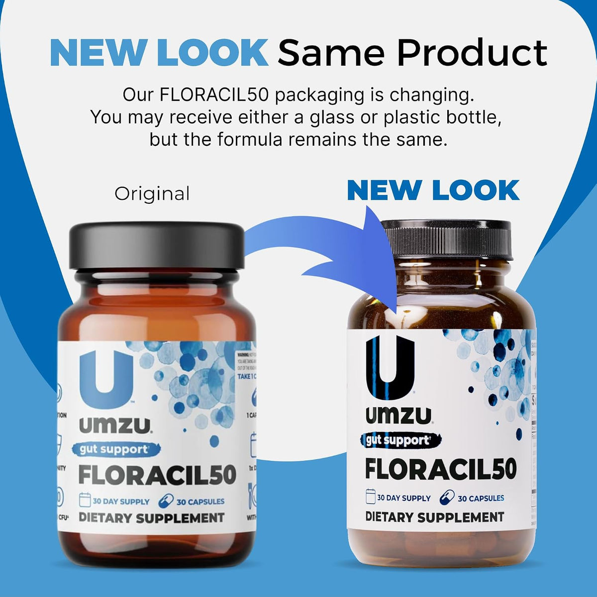 UMZU Floracil50 Probiotic Supplement, 50 Billion CFU, 30 Day Supply | Lactobacillus Acidophilus, Rhamnosus and Plantarum, Gut Health and Digestion Support, Immune Support, Microbiome Balance