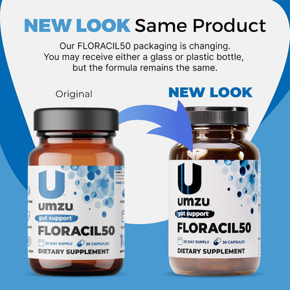 UMZU Floracil50 Probiotic Supplement, 50 Billion CFU, 30 Day Supply | Lactobacillus Acidophilus, Rhamnosus and Plantarum, Gut Health and Digestion Support, Immune Support, Microbiome Balance
