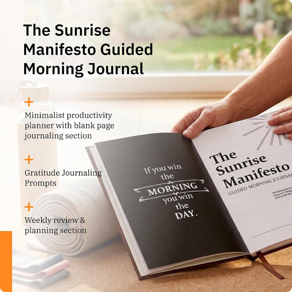 Sunrise Manifesto Guided Morning Journal - Gratitude & Mindfulness | Premium Faux Leather Cover, Daily Self-Care Ritual for Manifestation & Reflection, Undated Wellness Tracker for Women and Men