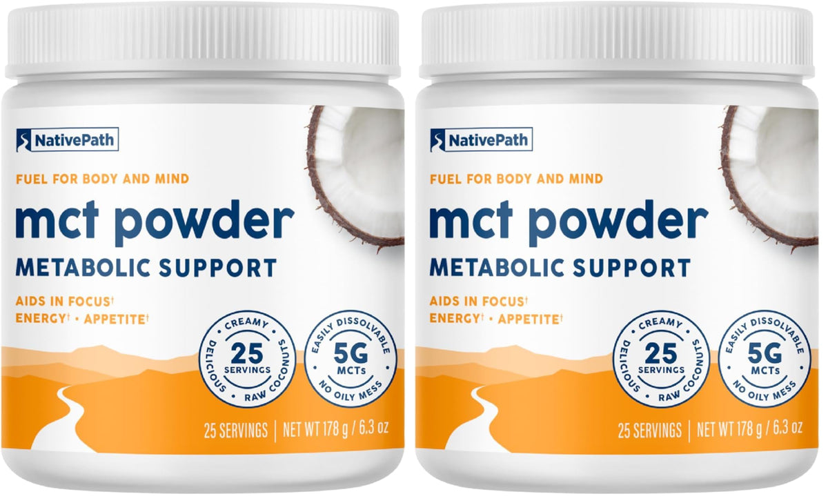 NativePath MCT Oil Powder, Keto C8 & C10, Unflavored, 25 Servings | From Coconut, Supports Clean Energy & Ketones, Coffee & Smoothies, Dairy-Free, Prebiotic Acacia Fiber