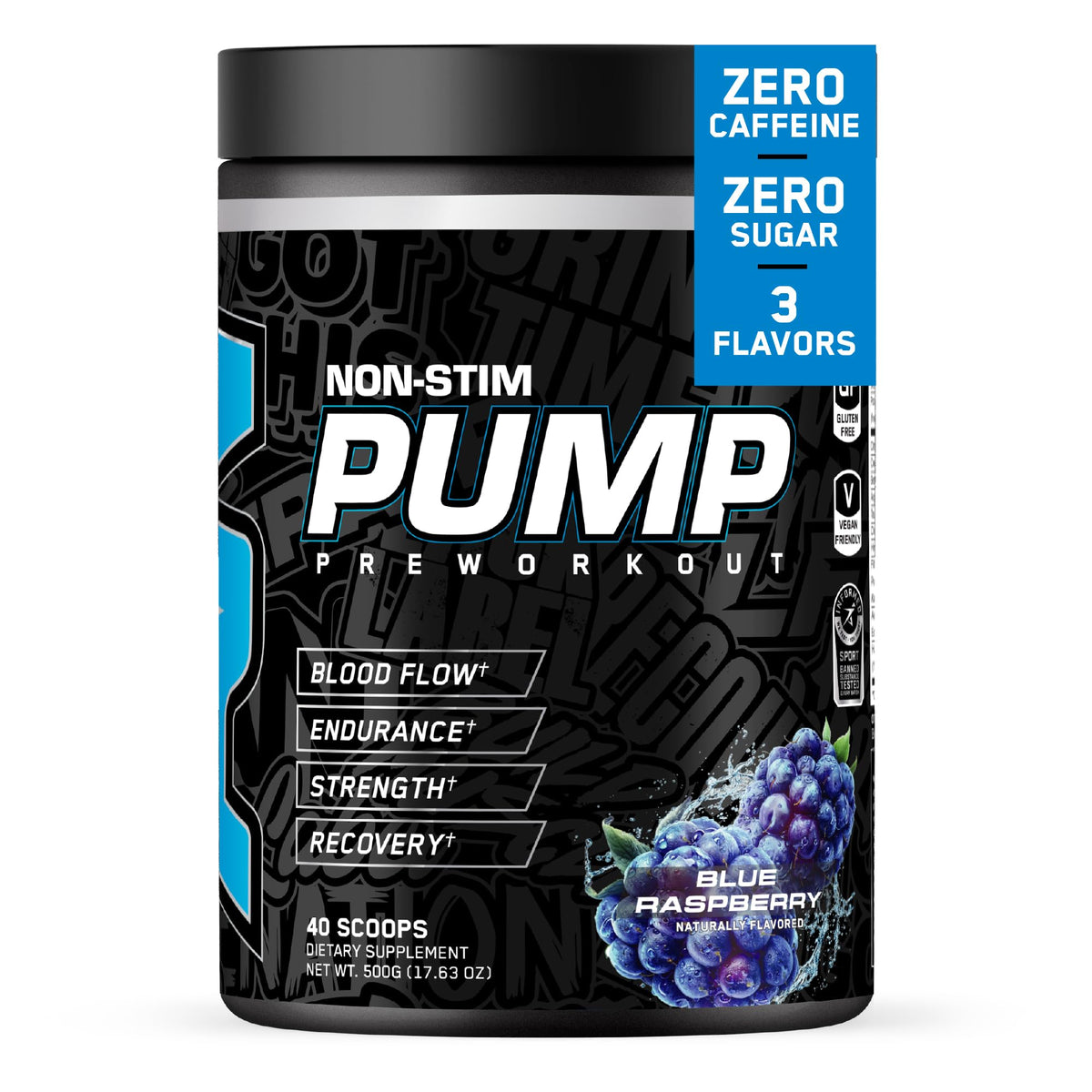 All Black Everything Non Stim Pre-Workout | Preworkout Energy Drink Mix | Caffeine Free | Creatine, Beta Alanine & Citrulline | Energy Supplement for Men & Women | Sour Gummy Bear | 40 Servings