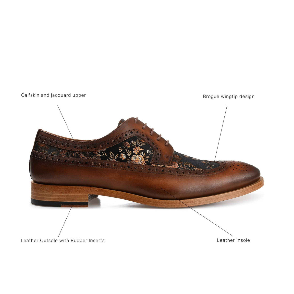 TAFT Preston Leather and Jacquard Wingtip Men's Dress Shoe