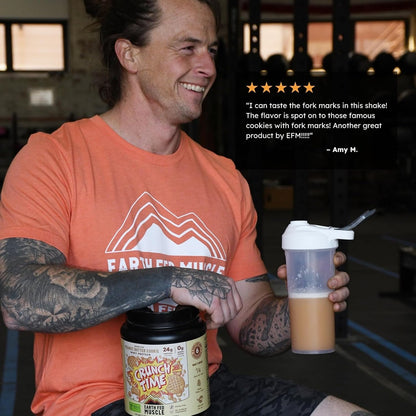 Earth Fed Muscle Crunch Irish Whey Protein, Peanut Butter Cookie | Irish grass-fed whey protein with real peanut flour. Peanut butter cookie flavor, Third-Party Certified. 2 lb tub.