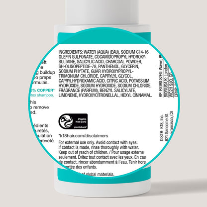 K18 Peptide Prep™ Detox Shampoo - Color Safe Clarifying Shampoo for Build Up Removal - Gently Removes Dirt, Oil + Metals from Hard Water with Activated Charcoal + Salicylic Acid