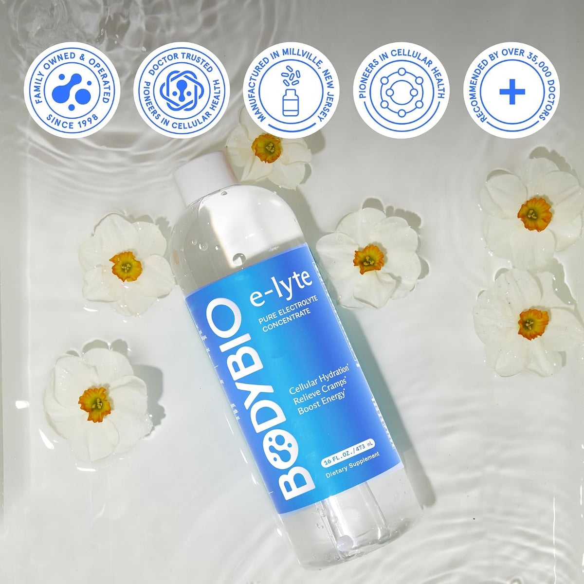 BodyBio e-Lyte Sugar Free Electrolyte for Hydration, Energy & Cramp Relief | No Sugar, No Artificial Flavors, No Fillers, Keto Friendly