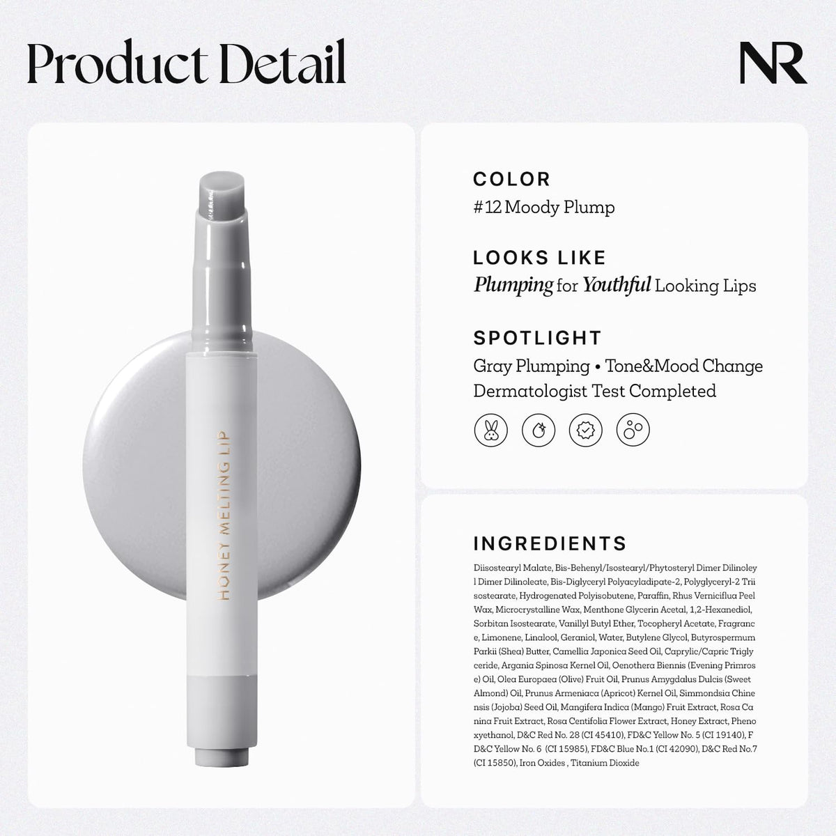 Nature Republic HONEY MELTING LIP PLUMPING (12 GRAY) SOFT LIP STICK Moody Plump