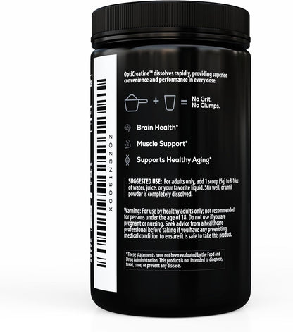 Pure Micronized Creatine Monohydrate: OptiCreatine Instant Mix Ultra Fine Powder - Supports Muscle Strength, Cellular Energy & Brain Function - No Grit or Clumps, Unflavored, 75 Servings, Vegan