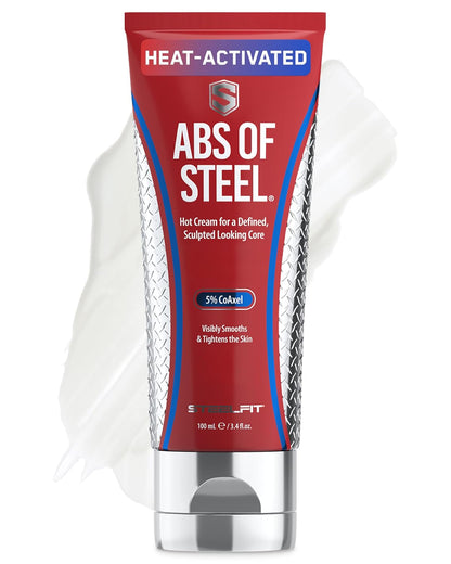 SteelFit Abs of Steel Maximum Definition Cream for Sculpting Abs | Skin Tightening, Toning & Firming Lotion - L-Carnitine Pre & Post Workout Supplement for Men & Women - Non-Greasy, 3.4 Ounces