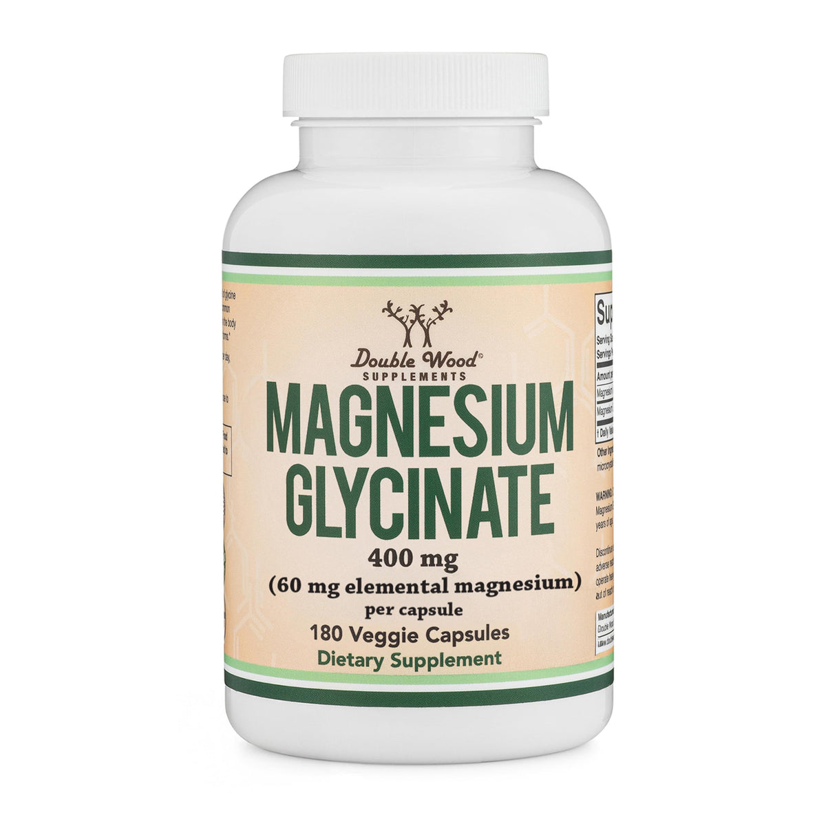 Magnesium Glycinate 400mg | 180 Capsules | Sleep, Muscle, & Heart Support | Vegan, Third Party Tested, Gluten Free, Non-GMO, by Double Wood Supplements
