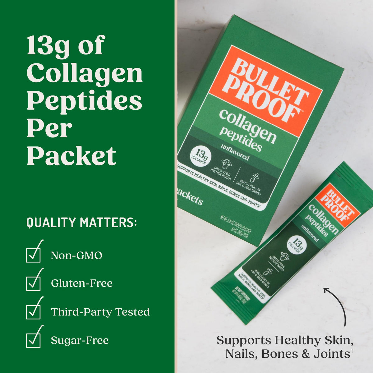 Bulletproof Unflavored Collagen Peptides Powder, 20g Grass-Fed Collagen Protein and Amino Acids for Skin, Bones and Joints, 17.6 Ounces