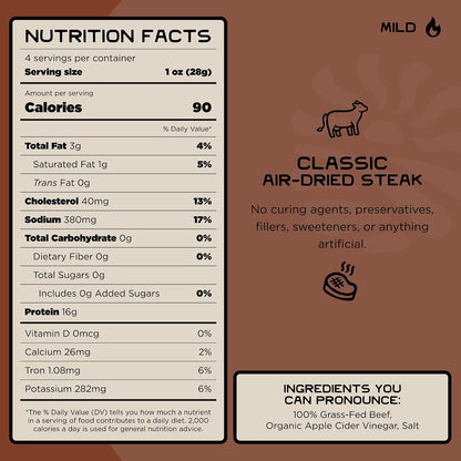 Lineage Provisions Air-Dried Steak Jerky Bites, 3-Pack | 100% grass fed nutrient-dense carnivore snacks, keto-friendly steak jerky with zero sugar, zero carbs & high protein snack.