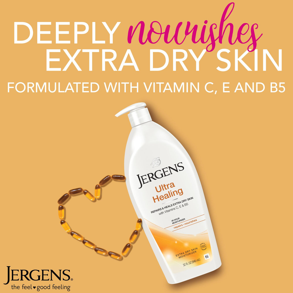 Jergens Ultra Healing Dry Skin Lotion, Hand and Body Moisturizer for Quick Absorption into Extra Dry Skin with Hydralucence Blend