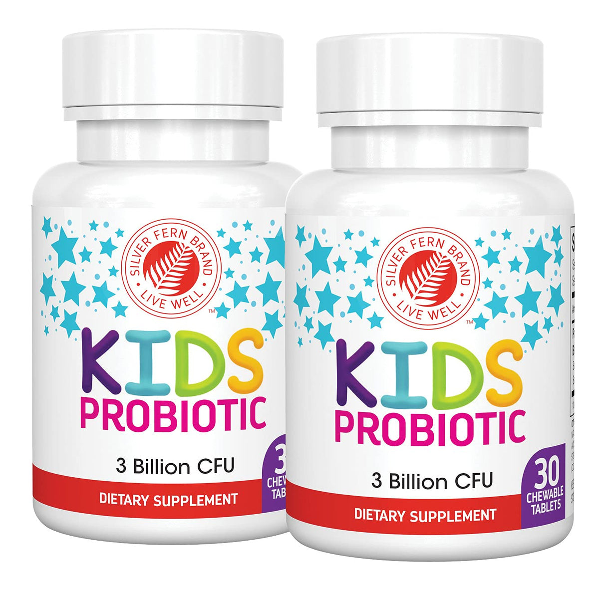 Silver Fern Brand Kids Ultimate Probiotic - 1 Bottle - 30 Chewable Tablets | Sugar & Gluten Free - Children's Dietary Supplement - DNA & Survivability Verified - Digestive & Immune Support