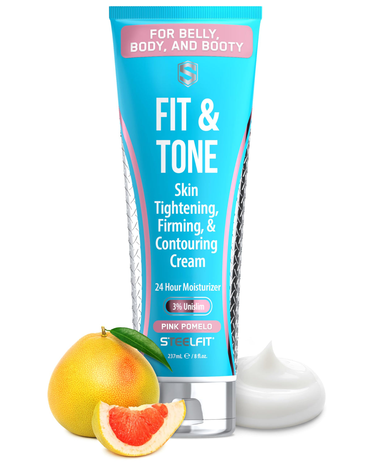 SteelFit Firming Body Lotion - Contouring & Skin Tightening Cream for Body | Firm & Tone Cellulite Remover for Legs Belly & Saggy Skin - Nourishing & Soothing with Shea & Cocoa Butter - Milk & Honey