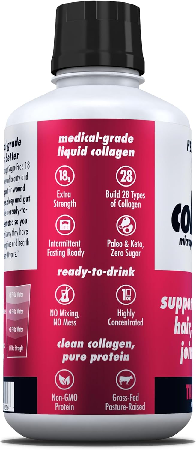 HEALTH DIRECT AminoSculpt Sugar-Free Liquid Collagen, Tart Cherry, 30 oz | High-Potency Collagen for Men & Women. Supports Hair, Skin, Nails & Joints. Medical-Grade, No Mixing, Non-GMO & Grass-Fed