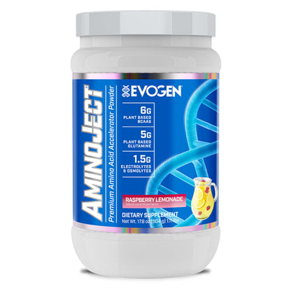 Evogen AminoJect Recovery Formula | Watermelon | 30 Servings | 6g fermented plant-based BCAAs, 5g glutamine, electrolytes, betaine and L-citrulline for hydration and endurance