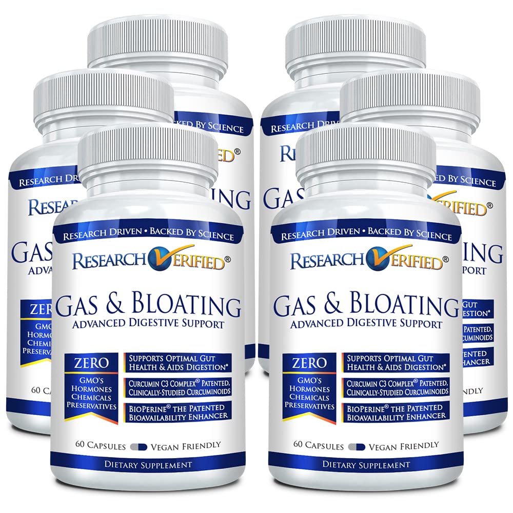 Research Verified Gas and Bloating - Relax Intestinal Muscles, Eliminate Gas Buildup - Artichoke Powder, Ginger, Peppermint Leaf Powder - 60 Capsules - Vegan…