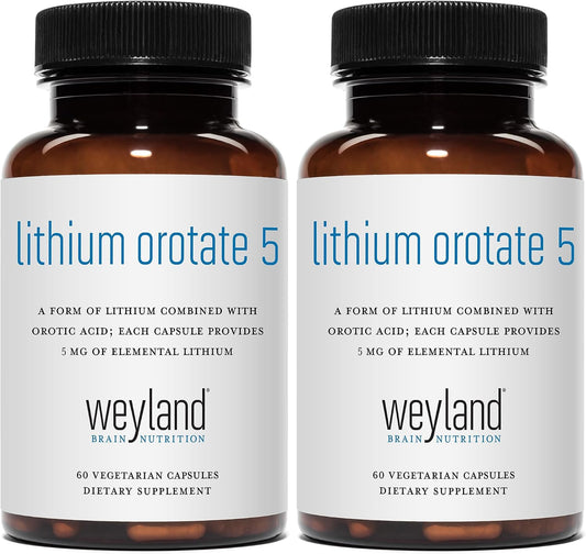 Lithium Orotate - 5mg of Elemental Lithium, 60 Vegetarian Capsules (Pack of 2)
