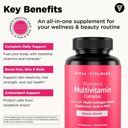 Vital Vitamins Women's Multivitamin Complex + NAD+ Supplement