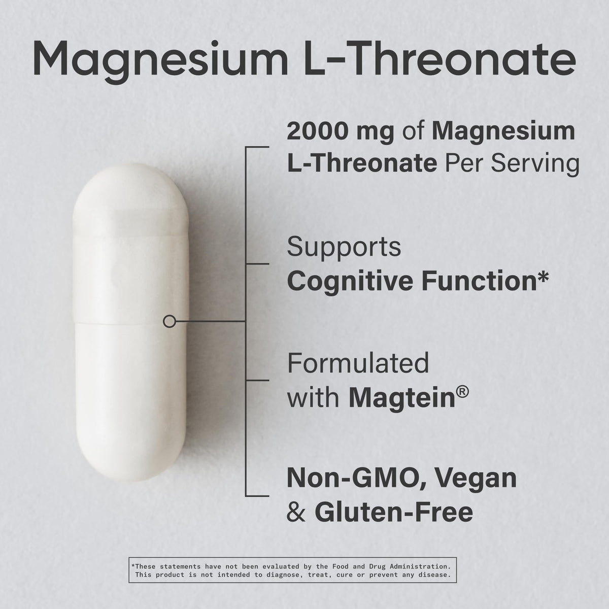 Sports Research® Magnesium L-Threonate Capsules 2000mg - High-Absorption Magtein® for Enhanced Brain Health, Memory, Focus & Restful Sleep Support - Vegan · Non-GMO · Gluten Free - 90 Count