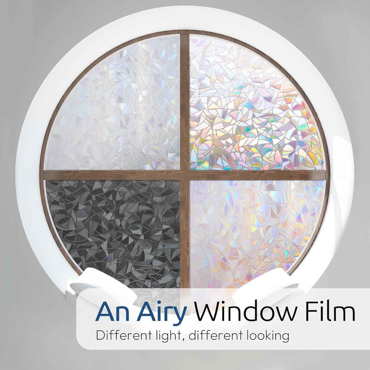rabbitgoo Window Privacy Film Rainbow Film Decorative Window Sticker, 3D Static Stained