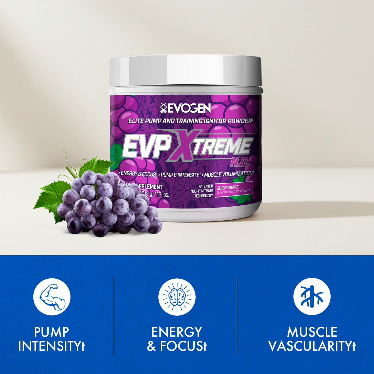 Evogen EVP 3D Stim Free Pre-Workout | Citrus Candy | 40 Servings | Arginine nitrate, L-citrulline, beta-alanine and creatine with lion's mane, L-tyrosine and DMAE for pumps and focus
