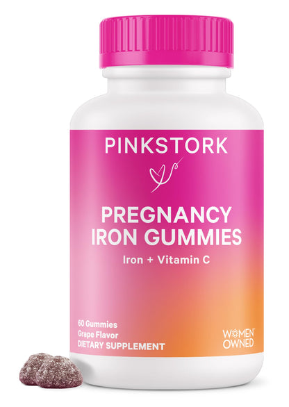 Pink Stork Prenatal Iron Supplement Gummies for Women - 20 mg Iron Gummy with Vitamin C