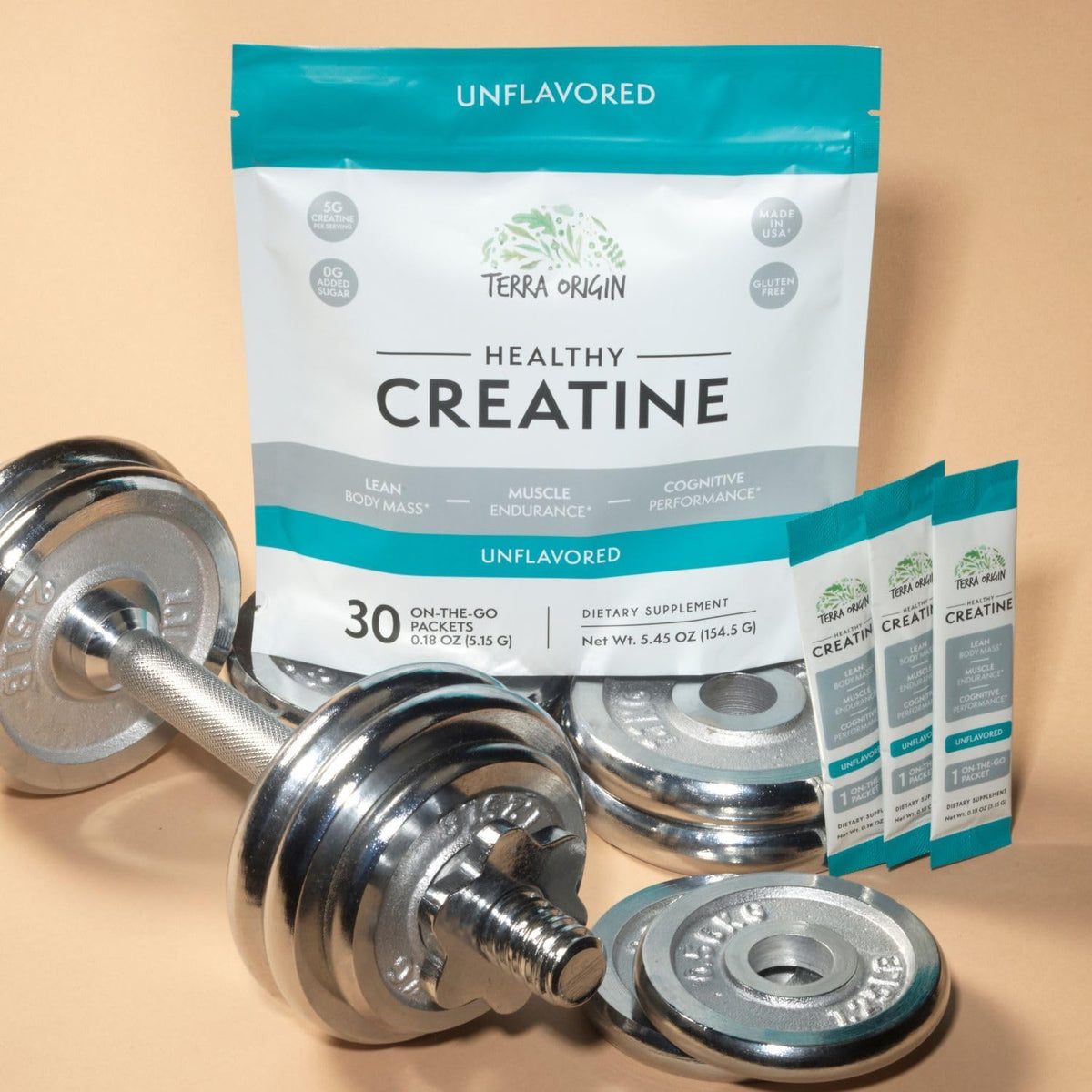 TERRA ORIGIN Creatine Monohydrate Bundle | 130 Servings Stick Pack and Jar Combo | Support for Muscle and Cognitive Performance* | Unflavored, Gluten Free, Zero Sugar