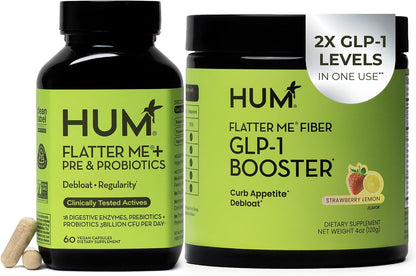 HUM Flatter Me Fiber Supplement & Flatter Me Plus Prebiotics & Probiotics