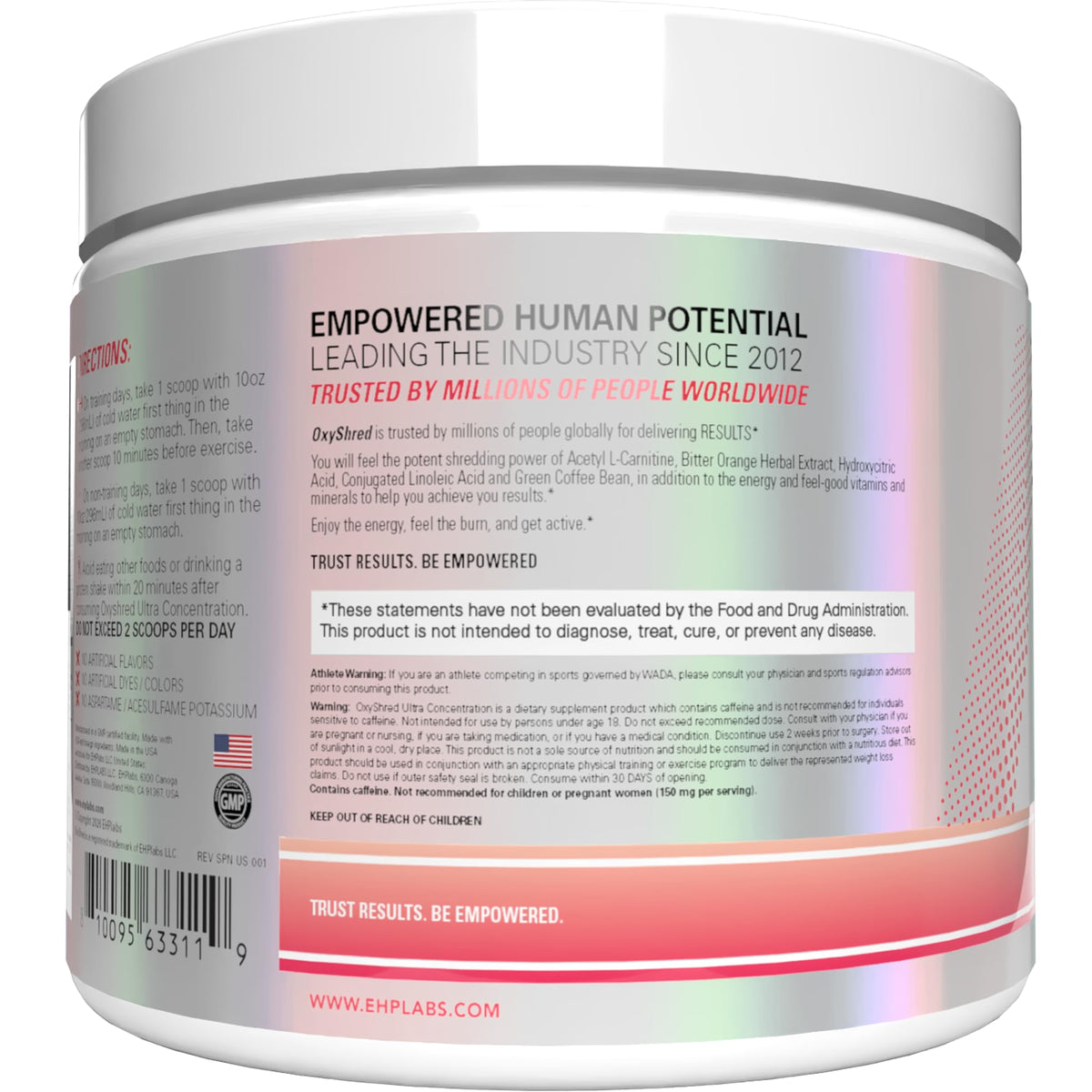 EHP Labs OxyShred Pre Workout Powder - Preworkout Powder with L Glutamine & Acetyl L Carnitine, Energy Boost Drink - Cosmic Blast, 60 Servings