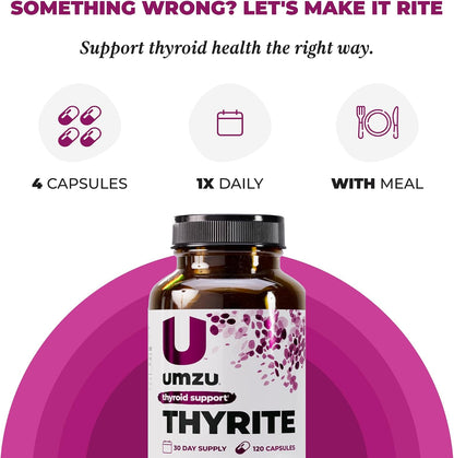 UMZU Thyrite Thyroid Support Supplement, 30 Day Supply | Magnesium, Zinc, Copper, Iodine, Selenium, Adaptogenic Herbs, Metabolism, Energy, Thyroid Function and Daily Wellness Support