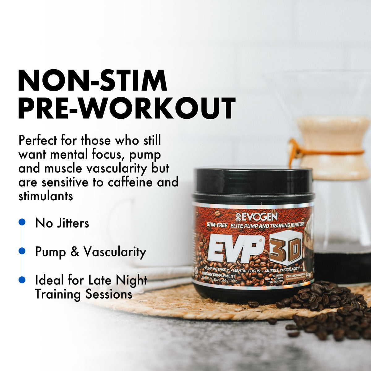 Evogen EVP 3D Stim Free Pre-Workout | Citrus Candy | 40 Servings | Arginine nitrate, L-citrulline, beta-alanine and creatine with lion's mane, L-tyrosine and DMAE for pumps and focus